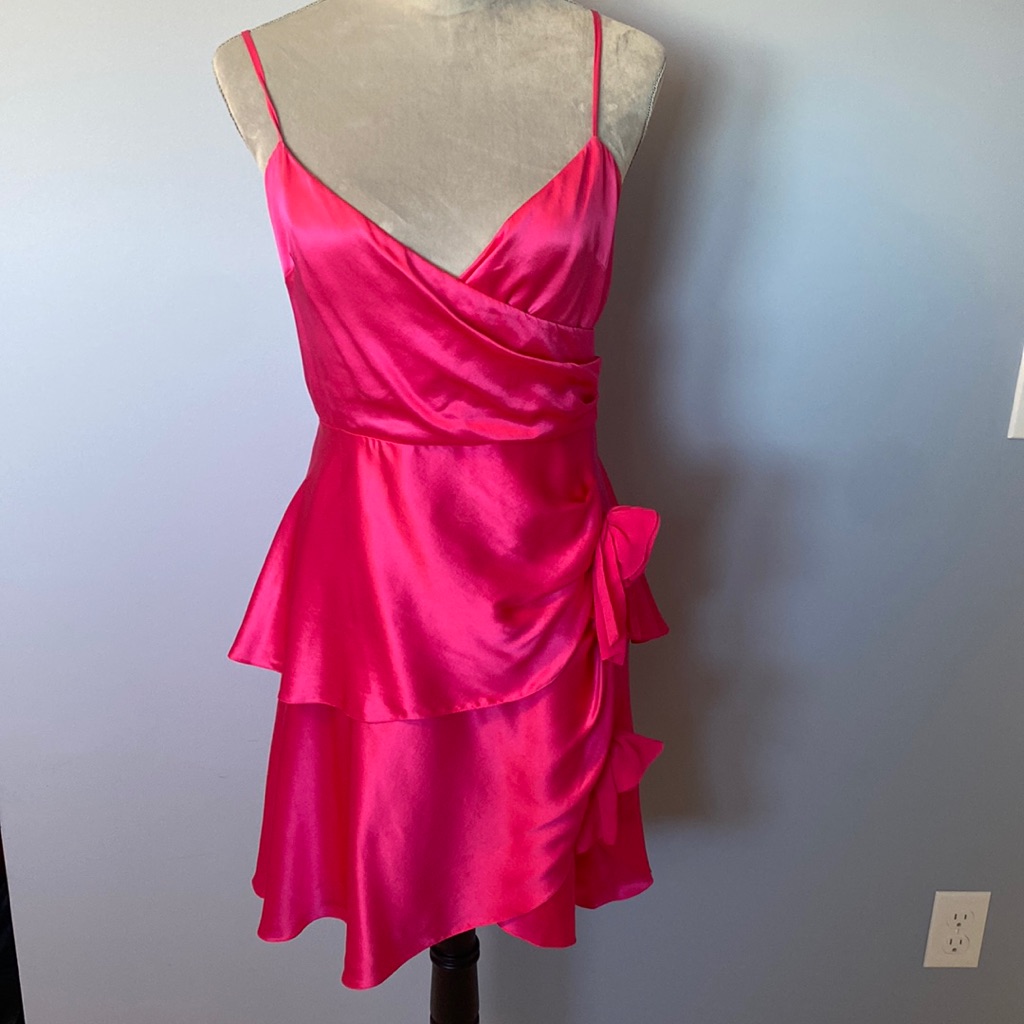 Betsey Johnson Pink Silk Dress! Adjustable Straps